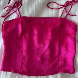 Pacsun Pink Satin Bow Tie Crop Top